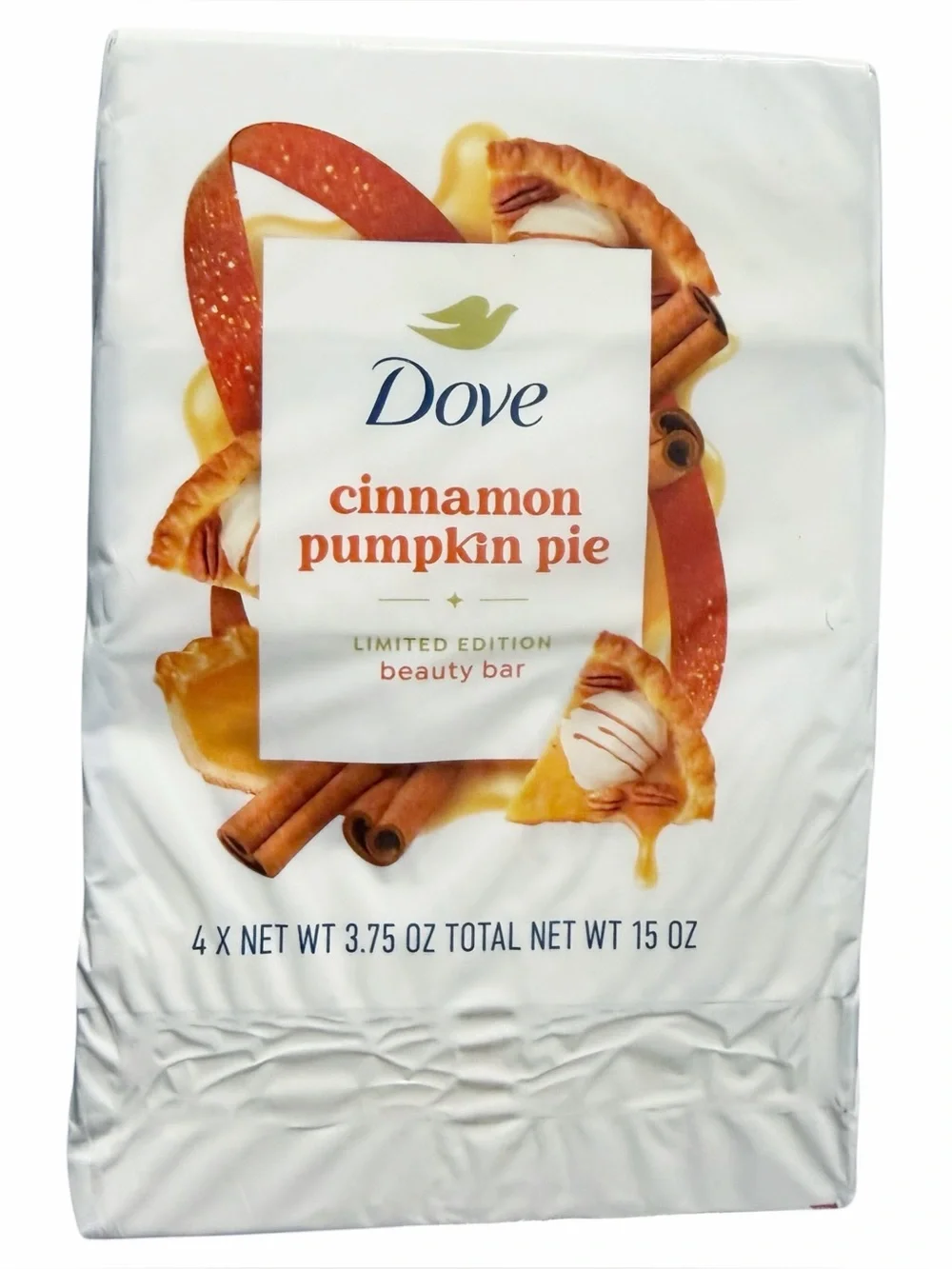 Dove CINNAMON PUMPKIN PIE Limited Edition Beauty Bar Soap ~ 4 Bars New / Sealed